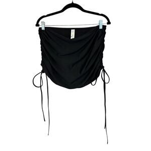 Wolf & Whistle Swimsuit Bikini Bottom Women 14 Black Ruched Drawstring Beachwear